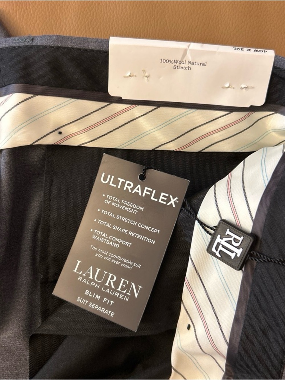 NWT Lauren Ralph Lauren Men's Dress Pants 40x32 Medium Grey Slim Fit UltraFlex - Picture 4 of 10